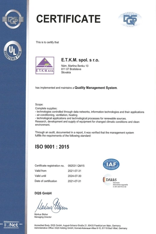 ISO 9001 certificate — English